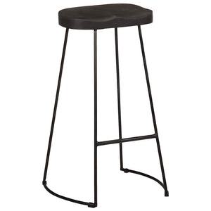 Barhocker 2er Set Schwarz Mango Massivholz