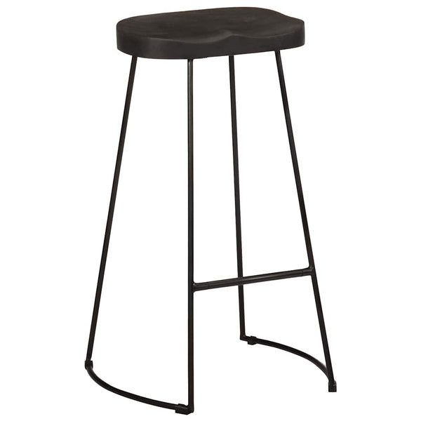 Barhocker 2er Set Schwarz Mango Massivholz
