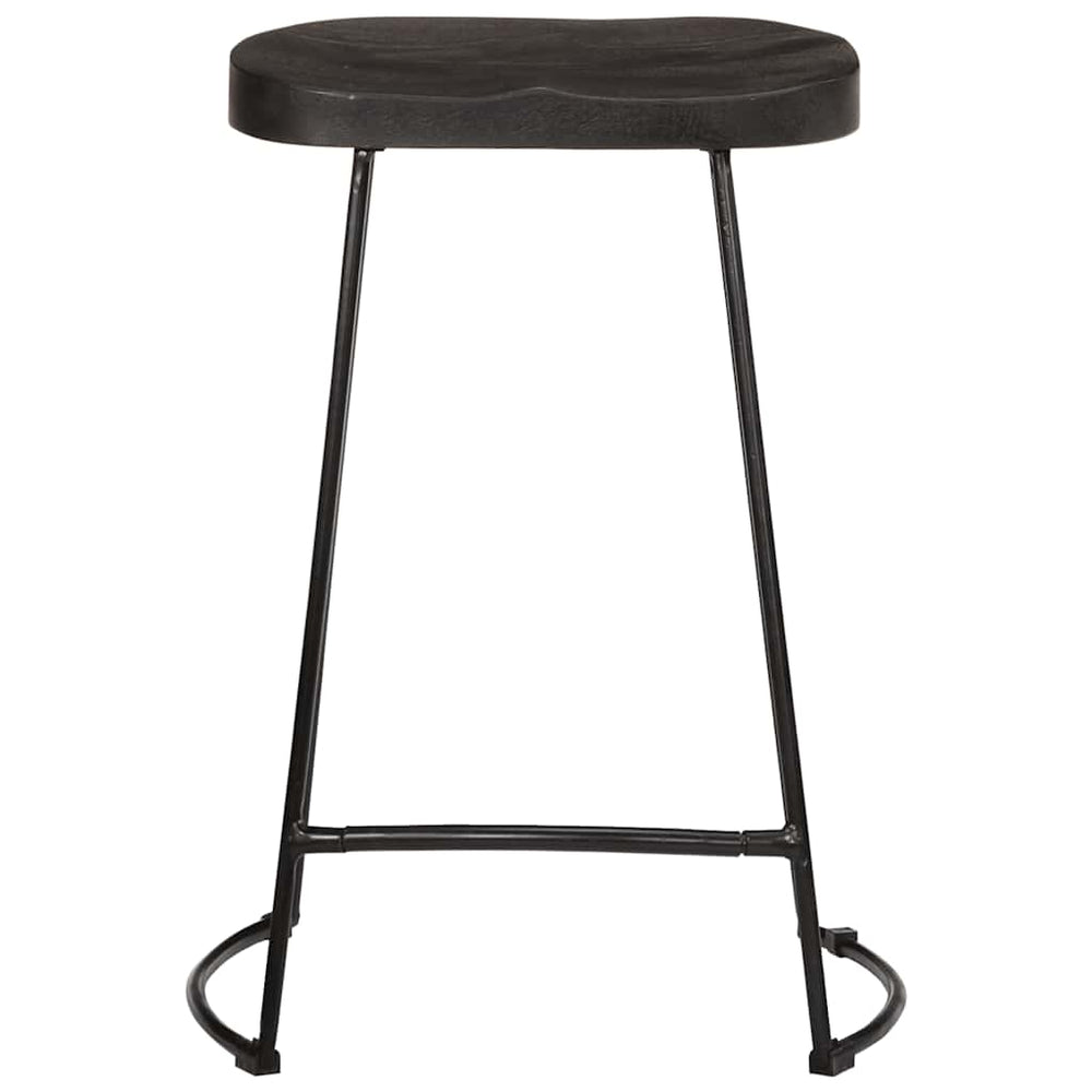 Barhocker 2er Set Schwarz Mango Massivholz
