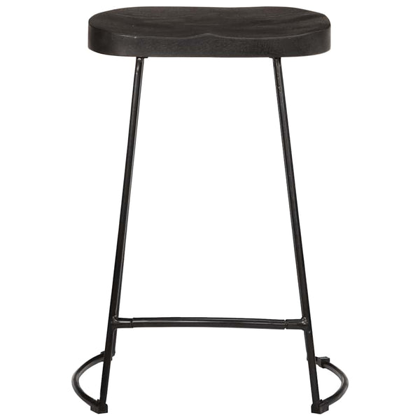 Barhocker 2er Set Schwarz Mango Massivholz