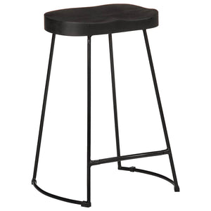 Barhocker 2er Set Schwarz Mango Massivholz