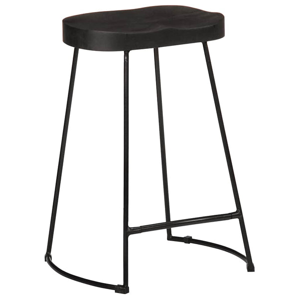 Barhocker 2er Set Schwarz Mango Massivholz