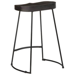 Barhocker 2er Set Schwarz Mango Massivholz