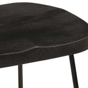 Barhocker 2er Set Schwarz Mango Massivholz