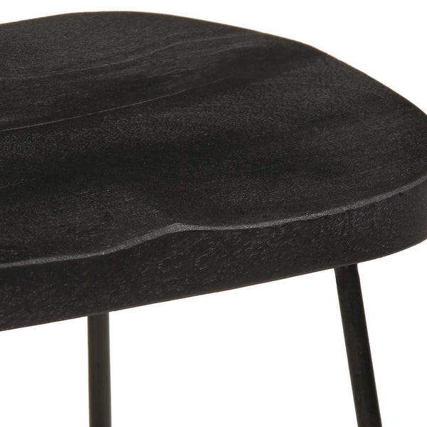 Barhocker 2er Set Schwarz Mango Massivholz