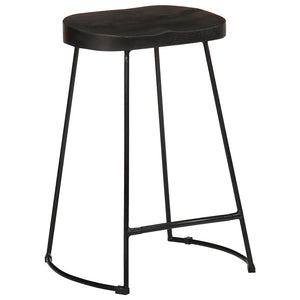 Barhocker 2er Set Schwarz Mango Massivholz