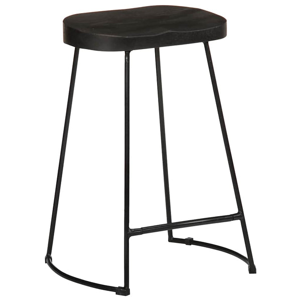 Barhocker 2er Set Schwarz Mango Massivholz