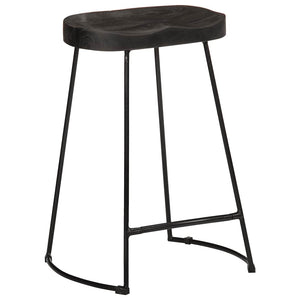 Barhocker 2er Set Schwarz Mango Massivholz
