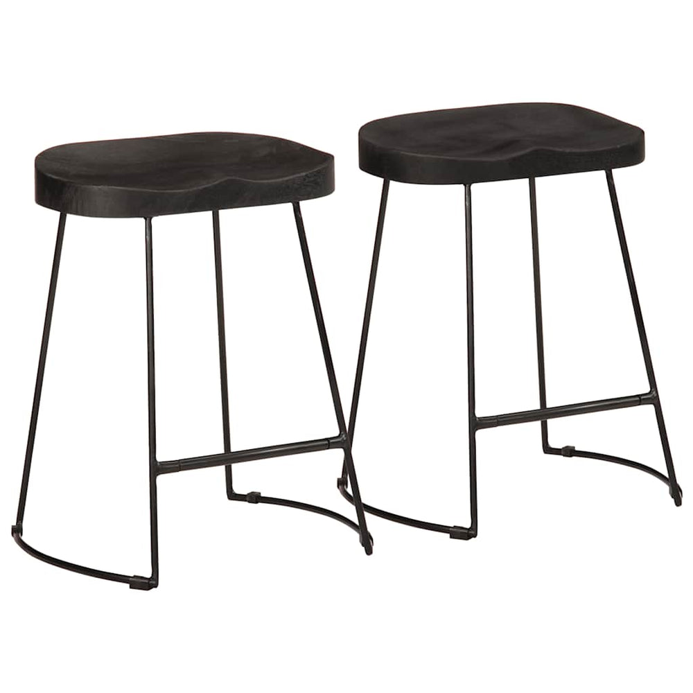Schwarze Barhocker 2er Set Mango Massivholz