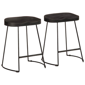 Schwarze Barhocker 2er Set Mango Massivholz
