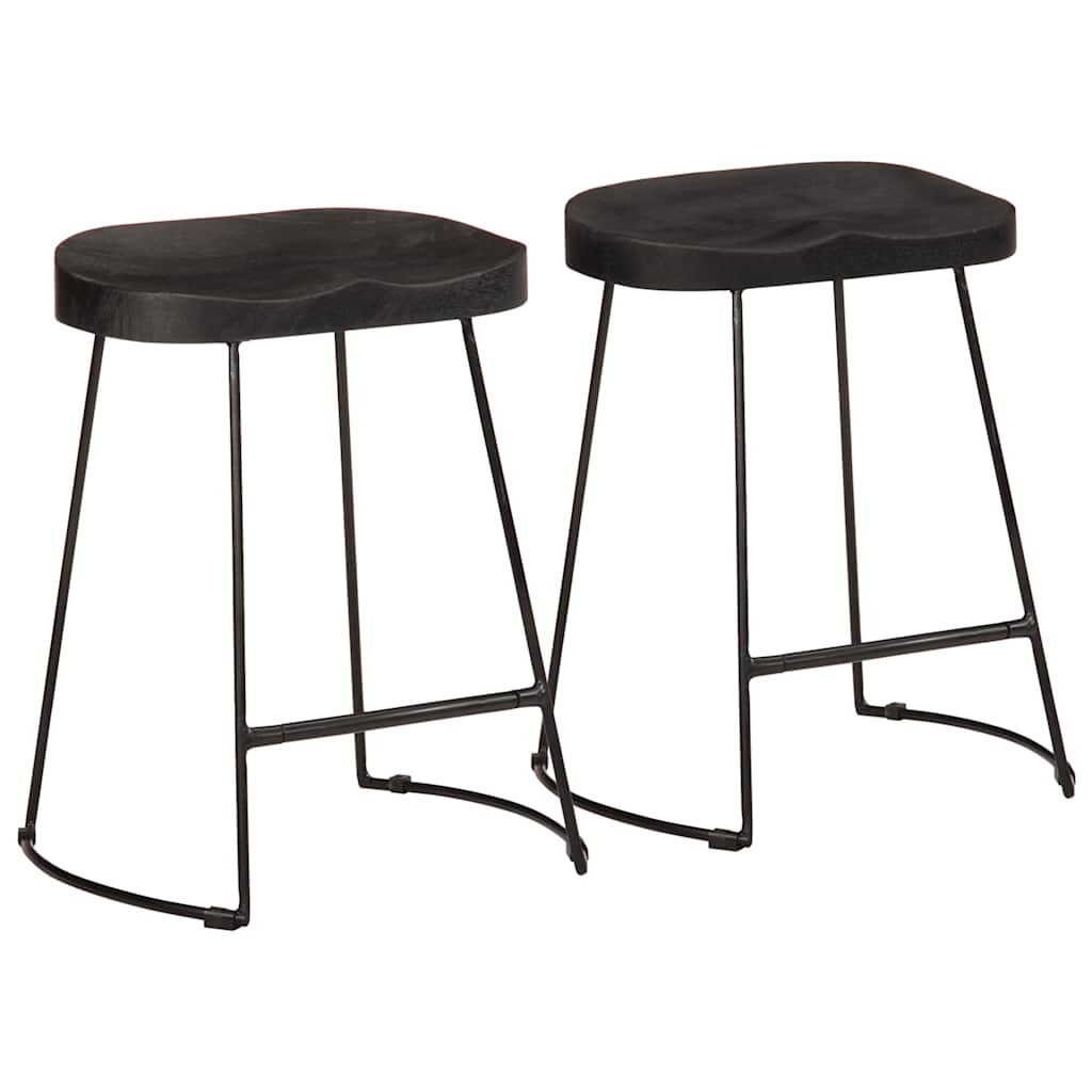 Schwarze Barhocker 2er Set Mango Massivholz
