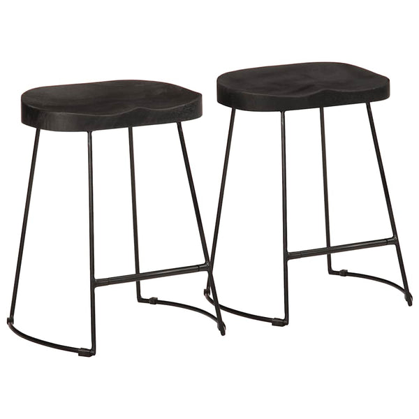 Schwarze Barhocker 2er Set Mango Massivholz