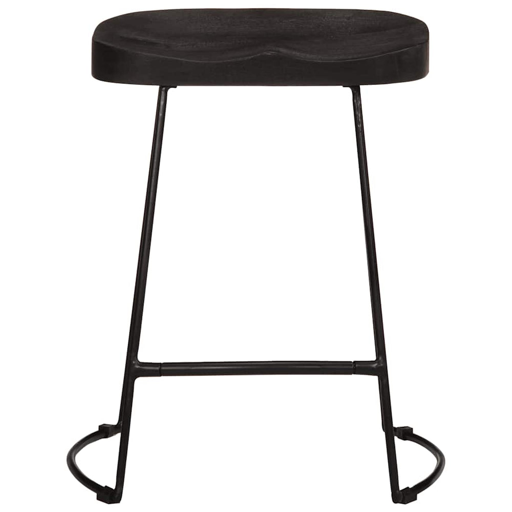 Schwarze Barhocker 2er Set Mango Massivholz
