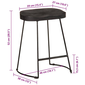 Schwarze Barhocker 2er Set Mango Massivholz