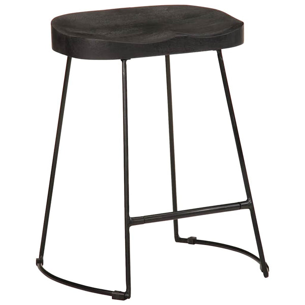 Schwarze Barhocker 2er Set Mango Massivholz