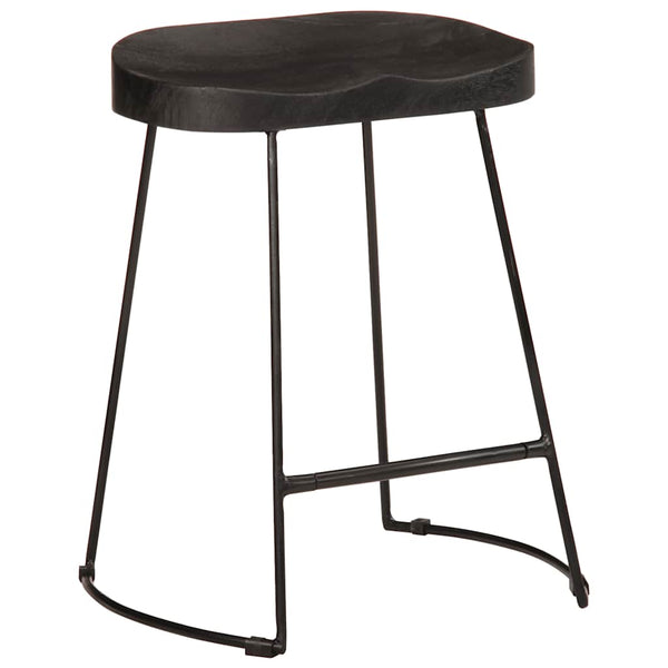 Schwarze Barhocker 2er Set Mango Massivholz