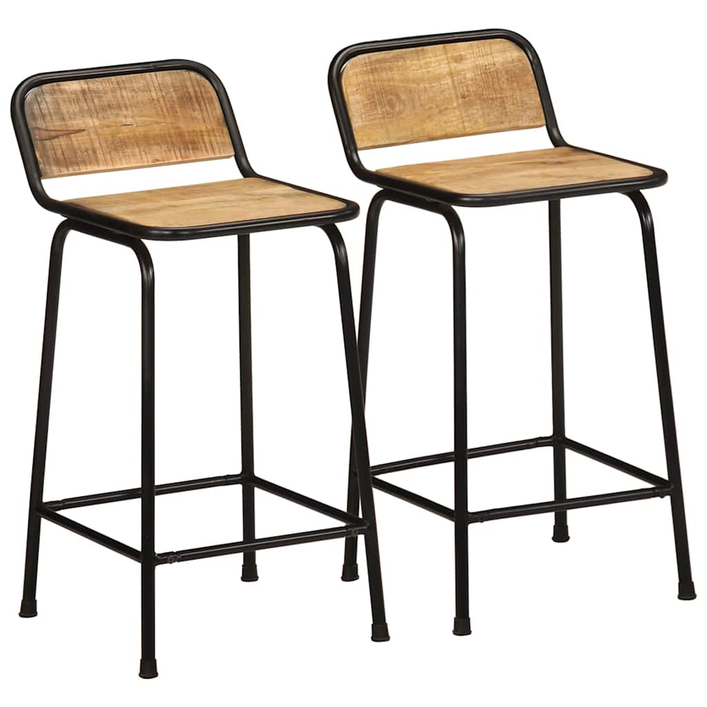 Barhocker 2er Set Mango Massivholz
