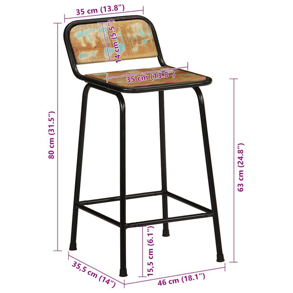 Barhocker 4er Set Altholz Massivholz