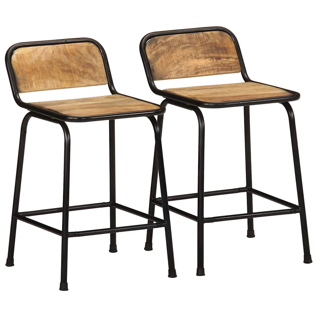 Barhocker 2er Set Mango Massivholz