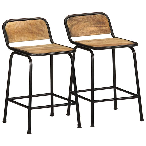 Barhocker 2er Set Mango Massivholz