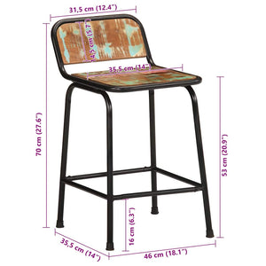 Barhocker 2er Set Altholz Massivholz