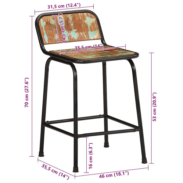 Barhocker 2er Set Altholz Massivholz