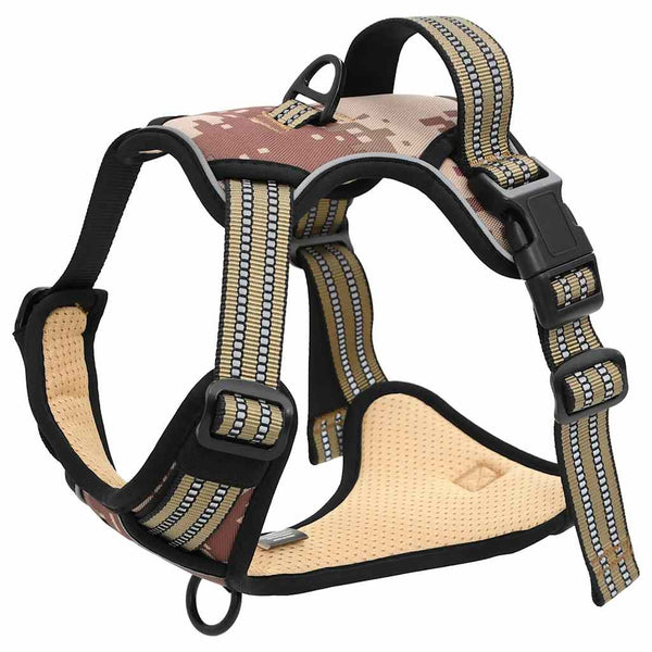 Reflektierendes Hundegeschirr, Verstellbar, Camouflage Braun, M