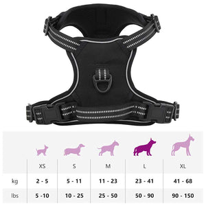 Reflektierendes Hundegeschirr Schwarz Größe L