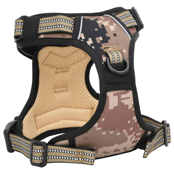 Reflektierendes Hundegeschirr, Verstellbar, Camouflage Braun, L