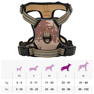 Reflektierendes Hundegeschirr, Verstellbar, Camouflage Braun, L