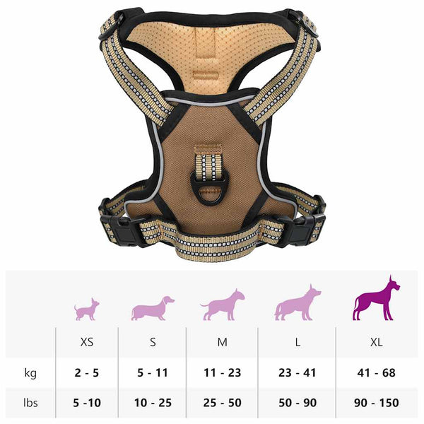 Reflektierendes Hundegeschirr Braun XL