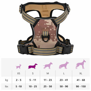 Verstellbares Hundegeschirr mit Leine Camouflage S
