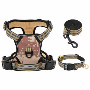 Verstellbares Hundegeschirr mit Leine Camouflage S