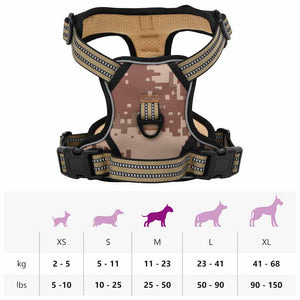 Verstellbares Hundegeschirr mit Leine Camouflage M