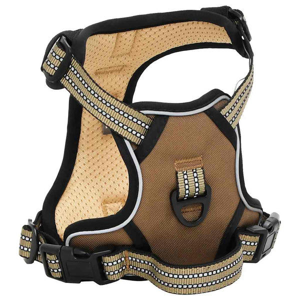 Verstellbares Hundegeschirr mit Leine Braun XL
