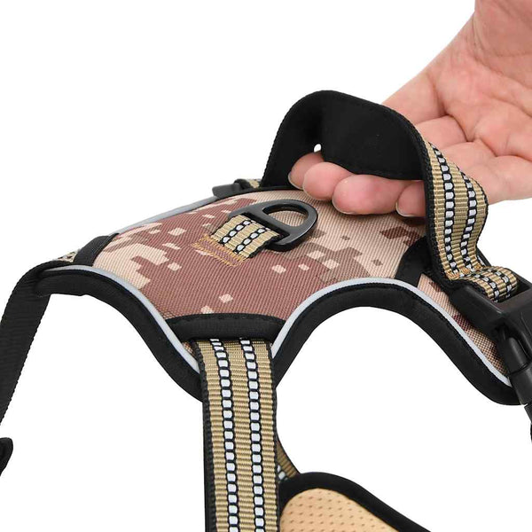 Verstellbares Hundegeschirr mit Leine Camouflage XL