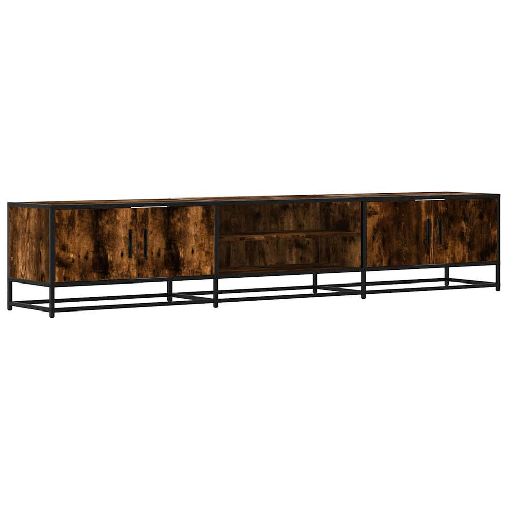 vidaXL Meuble TV chêne fumé 210x35x41 cm en bois d'ingénierie
