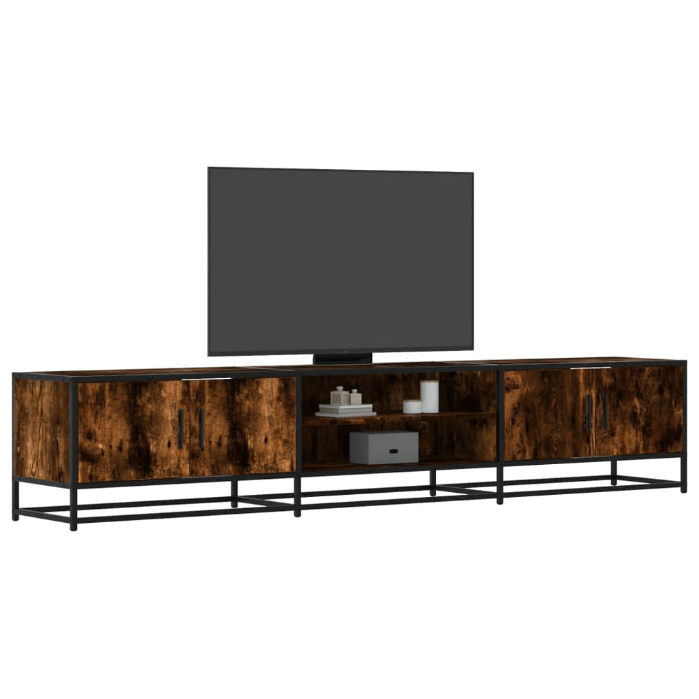 vidaXL Meuble TV chêne fumé 210x35x41 cm en bois d'ingénierie