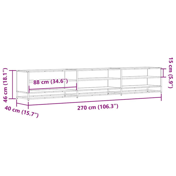 TV-Schrank Grau Sonoma 270 cm