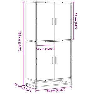 Highboard Grau Sonoma 68x35x139 cm