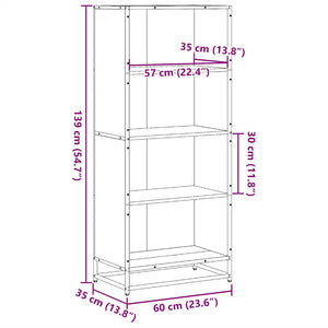 Schwarzes Bücherregal 60x35x139 cm