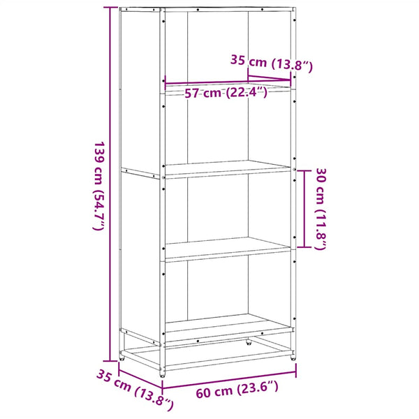 Bücherregal Räuchereiche 60x35x139 cm