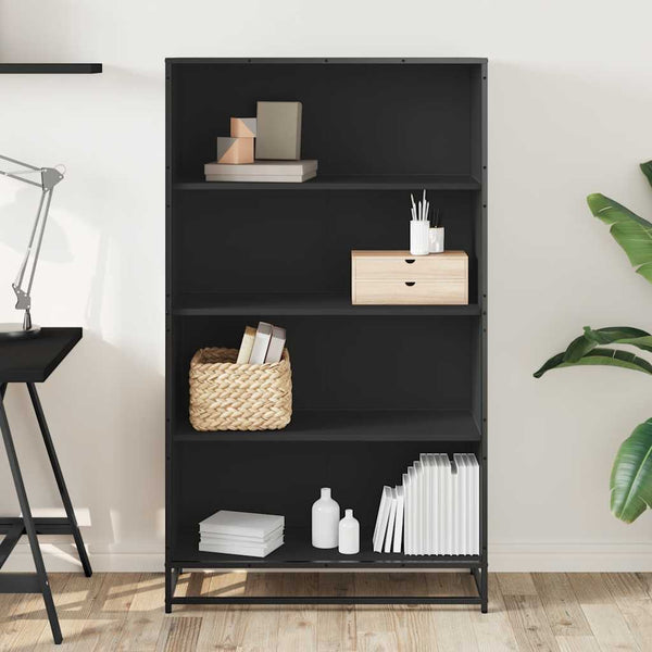 Schwarzes Bücherregal, 139 cm hoch