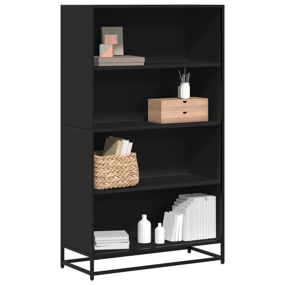 Schwarzes Bücherregal, 139 cm hoch