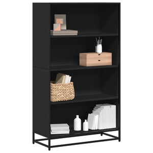 Schwarzes Bücherregal, 139 cm hoch