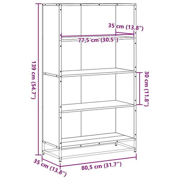 vidaXL Bibliothèque chêne sonoma 80,5x35x139 cm Aggloméré