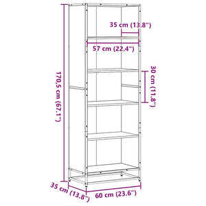 Bücherregal Braun Eichenoptik 170cm