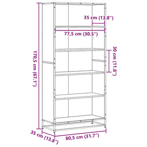 Bücherregal Räuchereiche 170,5 cm Hoch