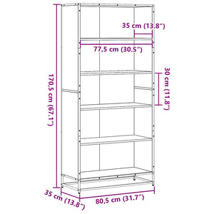 Bücherregal Grau Sonoma 170,5 cm Hoch