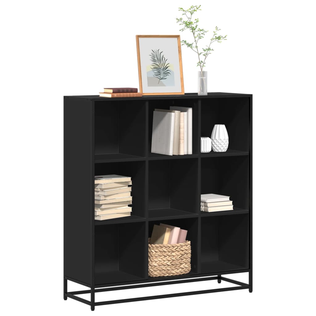 vidaXL Bibliothèque noir 97,5x33x107,5 cm Bois d'ingénierie et métal